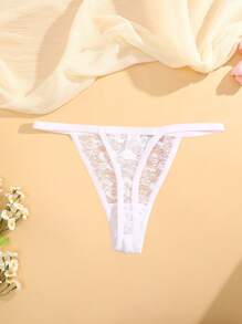 1pc Women Floral Lace Sexy G-String Panty Lingerie - White - View 5