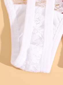 1pc Women Floral Lace Sexy G-String Panty Lingerie - White - View 4
