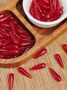 20pcs Fashionable Vintage Resin-Like Long Teardrop Beads With Pierced Holes DIY Earrings & Tassel Necklace Jewelry Accessories - Imitation Jade Teardrop Shaped Perforated Loose Beads - View 19