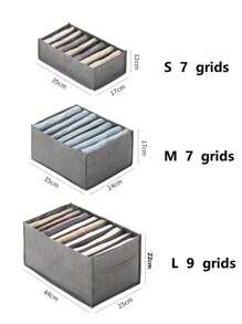 1 件多格折叠内衣收纳盒，家用隔层布质衣物收纳盒，抽屉隔断收纳盒，多功能衣柜收纳盒，用于内裤袜子胸罩收纳抽屉收纳盒衣橱收纳盒学校收纳袋教师收纳袋收纳盒储物箱抽屉收纳盒用于衣物衣柜收纳柜隔板，用于卧室宿舍毛衣袜子裤子牛仔裤学校用品包学校配件学校用品 - 灰色 - 查看 10