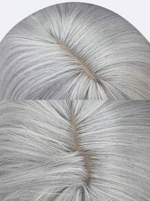 1-Piece Synthetic Heat Resistant Curly Hair With Bangs Wig Silver 20 Inch Woven Daily Natural Realistic Wig