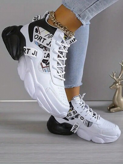 Women's Casual Comfortable High-Top Sports Shoes, Outdoor Running Thick Sole Basketball Sneakers