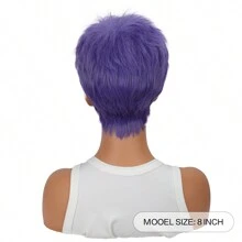 Synthetic Heat Resistant Man-Made Fiber Wigs Green Pixie Short Hair Fashion Wigs For Women Purple Pretty Short Wigs Natural Synthetic Heat Resistant Fiber Wigs Suitable For Daily Party Halloween And Christmas Use - 紫色 - 查看 3
