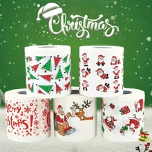 1 Roll, Printed Christmas Creative Roll Paper, Santa Claus Toilet Paper, Creative Toilet Paper, Cool Pattern Tissue, Colorful Napkin, Christmas Decoration,Christmas - Multicolor - View 11