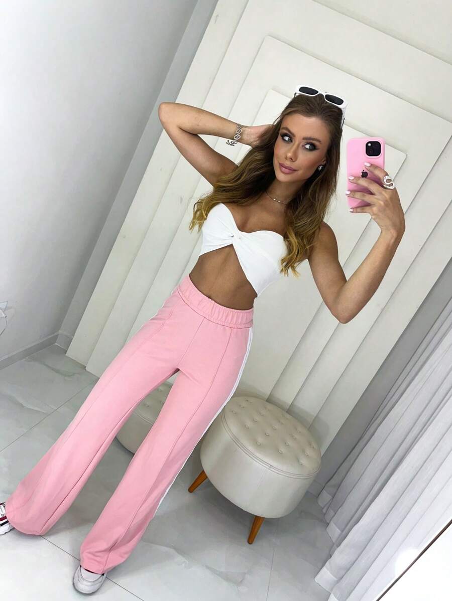 Women's Side Stripe Pants - Màu Hồng baby - Xem 1
