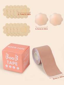 13pcs Replacement Breast Lift Tape - Breast Lift Bra For Shaping - Achieve Breast Lift And Contour - Waterproof Bob Tape (Includes 5 Pairs Of Non-Woven Disposable Nipple Covers, 1 Pair Of Silicone Nipple Covers, And One Roll Of 5m Breast Lift Tape)