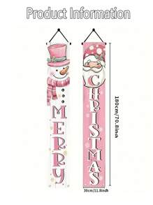 2pcs Merry Christmas Colorful Snowman Santa Claus Decor Door Curtain Holiday Couplet Party Hanging Ornament, Suitable For Festivals, Parties Etc.,Christmas