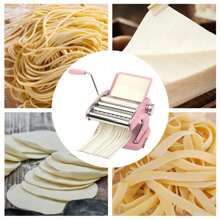 Máquina para hacer pasta con 6 ajustes de espesor regulables, máquina rodante para hacer pasta fresca para espaguetis, fideos, fettuccine de acero inoxidable - Rosa - Ver 1