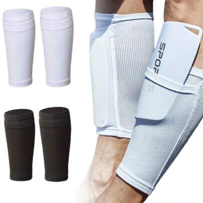 2 peças/conjunto - caneleiras, caneleiras de futebol, caneleiras de futebol com bolsos para guardar caneleiras, adequadas para iniciantes, atletas, homens e mulheres