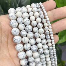 Hạt tròn trơn màu xanh dương, đỏ, trắng sọc, xanh ngọc, dài 15 inch, kích thước 4/6/8/10/12mm, dùng để tự làm trang sức. - màu ngọc lam - Xem 13