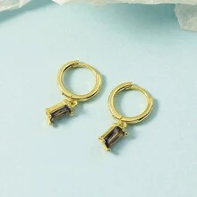 1 đôi bông tai thả hình học thích hợp để đeo hàng ngày - Vàng - Xem 4