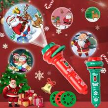 Children's Fun 24-Pattern Projection Flashlight Educational Toy, Santa Claus Glowing Pattern, Christmas Holiday Gift Surprise - Multicolor - View 2