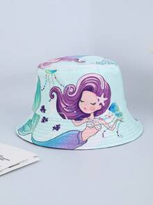 1 件女士双面美人鱼和河马印花渔夫帽，可爱设计，适合假日旅行装 - 印花 - 查看 11