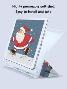 1 件滑雪圣诞老人图案平板保护壳，兼容 iPad 10.2 英寸、iPad Pro 11 2021/2020/10th Gen、iPad Mini 4/5/6、三星 Galaxy Tab A8 10.5 英寸 2022、Matepad 10.4/Tab，带铅笔槽，防摔，平板电脑支架保护套 - 彩色 - 查看 3