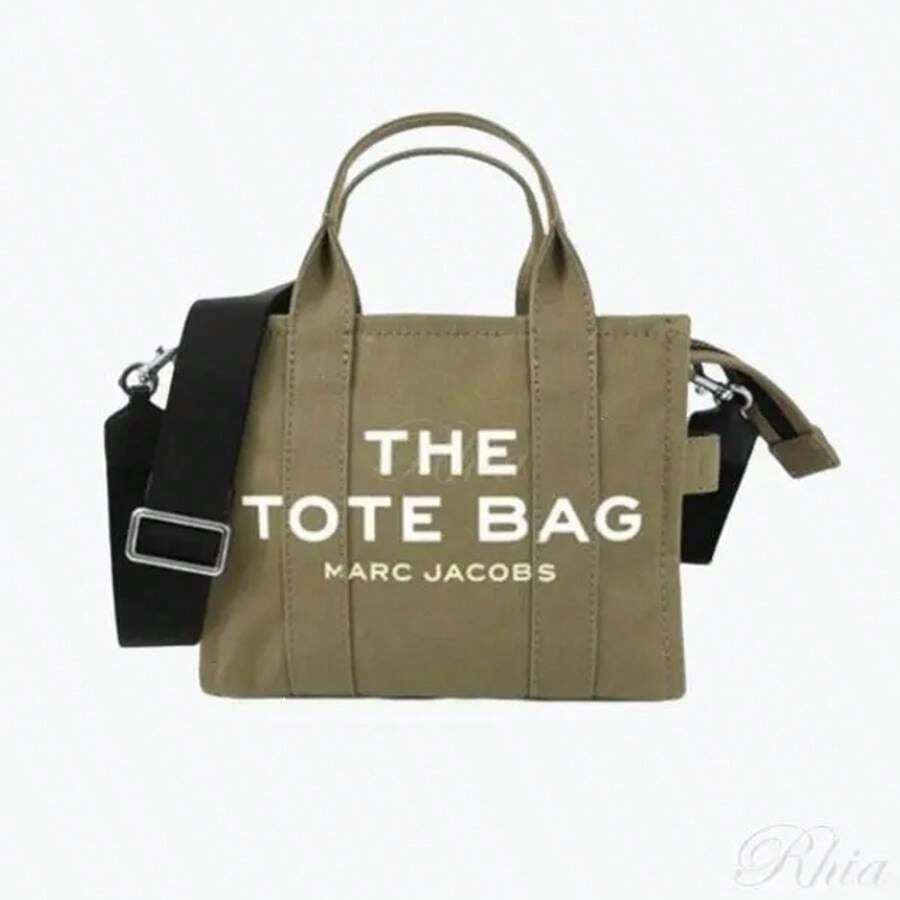 Marc Jacobs Logo Small Canvas Tote Bag Khaki - Green - View 1