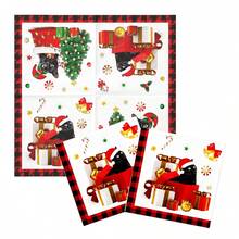 圣诞主题派对用品套装 - 包括圣诞树、花环、黑猫、圣诞帽、蝴蝶结、礼物、装饰灯等。圣诞黑猫主题。9 英寸和 7 英寸盘子、餐巾、一次性餐具。适用于节日、生日派对、活动装饰、万圣节、万圣节装饰 - 聖誕黑貓 - 查看 5