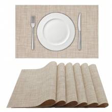4pcs Interwoven Woven Vinyl Non-Slip Insulated Placemats Silver PVC Easy To Clean Premium Plastic Placemats, Heat Resistant Non-Slip Placemats For Dining Room Table, Kitchen Table Placemats - Multicolor - View 12