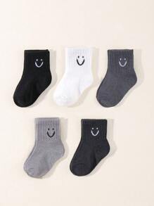 5 双四季经典黑、白、灰色弹力透气婴儿/幼儿/儿童中性踝袜 - 彩色 - 查看 14