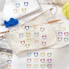 60/100piezas Juego de marcadores de punto de crochet y tejido con diseño de cabeza de gato en colores variados, disponible en 3 tamaños, incluye sostenedores de puntada y marcadores de tejer seguros, accesorios prácticos de crochet con cierre, anillos con patrón de gato lindo, para accesorios de herramienta auxiliar de aguja de metal, marcadores de costura y tejido (color aleatorio) - Plata+Negro+Oro+Oro rosa - Ver 1