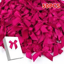 Paquete de 50 lazos de cinta de satén, para envolver regalos, decoración, hacer diademas y pinzas para el cabello, cestas de regalo, paquetes de cumpleaños, decoraciones navideñas, decoración de oficina, coronas, bodas, despedidas de soltera, suministros de fiesta de San Valentín