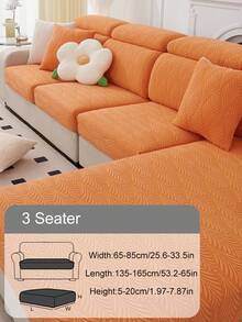 1 件通用弹力提花沙发座垫套，防尘宠物沙发套，纯色客厅装饰 - 橘色 - 查看 12
