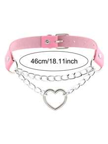 1pc Punk Gothic Rivet Pink Choker Necklace, Suitable For Women Daily Party Wear, Halloween Christmas Party Creative Birthday Valentine's Day Gift - Pink - View 20