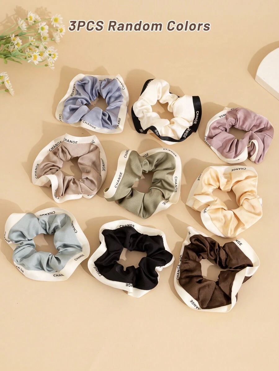3 件/套随机颜色女孩荷叶边纯色发带，适合日常休闲使用