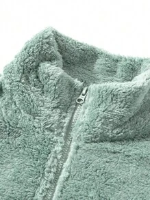 Women's Fluffy Warm Outdoor Sports Fleece Jacket,Skiing - Mint Green - View 3