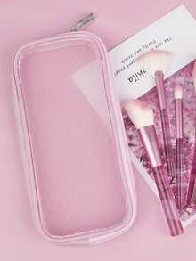 1 件网眼化妆包洗漱包，网眼化妆刷包旅行洗漱牙刷收纳包多功能多用途化妆包大容量便携式大号化妆品旅行包，化妆刷包收纳包可折叠化妆包用于存放刷子、剃须刀和男女通用收纳盒化妆包化妆刷架学校用品旅行必需品小袋化妆包节日必需品化妆包化妆包美容 - 彩色 - 查看 3