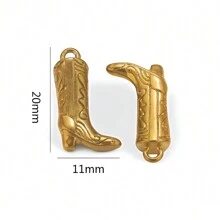 3pcs Stainless Steel 18K Gold-Plated Boots Pendant Pendant DIY Necklace Earrings Jewelry Accessories Making