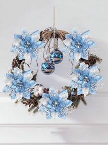 5 pièces de fleurs de Noël artificielles scintillantes, ornements d'arbre de Noël Joyeux Noël, fleurs de Noël artificielles, décoration du Nouvel An heureux, Noël