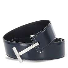 Tom Ford T Buckle Leather Belt Dark Navy - 藏蓝色 - 查看 1