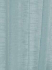 2 tấm rèm mỏng trang trí gắn trên cột, vải lanh dày màu xanh lam nhạt, lọc sáng ban công - Màu xanh bụi bặm - Xem 5