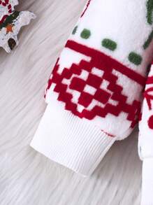 2pcs/Set Baby Girls/Boys Casual Comfortable Christmas Snowflake Deer Plush Crew Neck Sweatshirt And Pants Sets, Fall/Winter