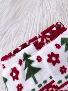 2pcs/Set Baby Girls/Boys Casual Comfortable Christmas Snowflake Deer Plush Crew Neck Sweatshirt And Pants Sets, Fall/Winter