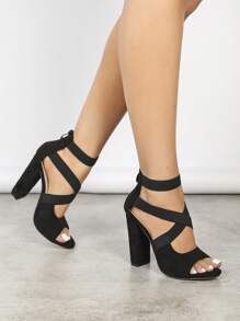 Giày khiêu vũ cao gót hộp đêm, giày bốt cổ ngắn nhung đen, giày khiêu vũ Latin/Jazz, bốt ngắn chống trượt - màu đen - Xem 2