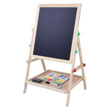 Tablero de dibujo de madera para niños y bebés, 2 en 1, de doble cara, de pie - Caqui - Ver 4