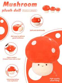 3 件 3D 柔软蘑菇毛绒枕头蘑菇毛绒玩具可爱柔软娃娃毛绒枕头房间装饰家居装饰礼物 - 房间装饰枕头沙发床生日礼物！圣诞节 - 紅色 - 查看 6