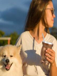 8oz,Double-Walled Stainless Steel Yerba Mate Cup, Tea Cup Set Include Insulated Yerba Mate Cup, Mate Straw Spoon & Cleaning Brush, Double-Walled And Hot & Cold Drink, For Mate Tea, Coffee, Easy To Clean ),(Wood/Marble/Silver/Black/White/Pink/Red),Gifts For Men And Women.