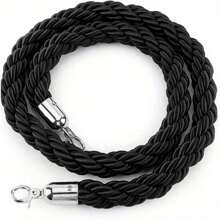 1.5M Twisted Queue Rope Barrier Post Stand Divider Crowd Control Stanchion For Clubs Hotel Bank Hospital (Black) - Black - View 2