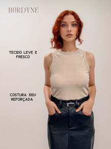 Kit 2 Basic Ribbed Tank Top And Gringa Women's Summer Blouse - 關閉/米色 - 查看 7