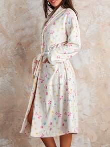 Bata de baño para mujer, bata de felpa suave y cálida, bata larga, camisón de felpa, ropa de dormir, para otoño e invierno, esponjosa