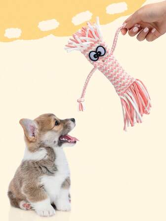 Hollypet צעצוע כלבים חבל בובת סמרטוט לכל הגזעים, צעצוע משיכה וללעיסה עמיד מכותנה קלועה, צעצוע משיכה אינטראקטיבי לכלבים קטנים בינוניים גדולים, משחק פנימי וחיצוני