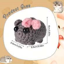 1pc Cute Sad Hamster, Mini Pig, Colorful Turtle Expression Keychain, Crochet Plush Sad Hamster Expression Keychain With Bow, Kawaii Girl Hamster Handmade Gift Decor, Student Back To School Gift Halloween Car Accessories Bag Charm