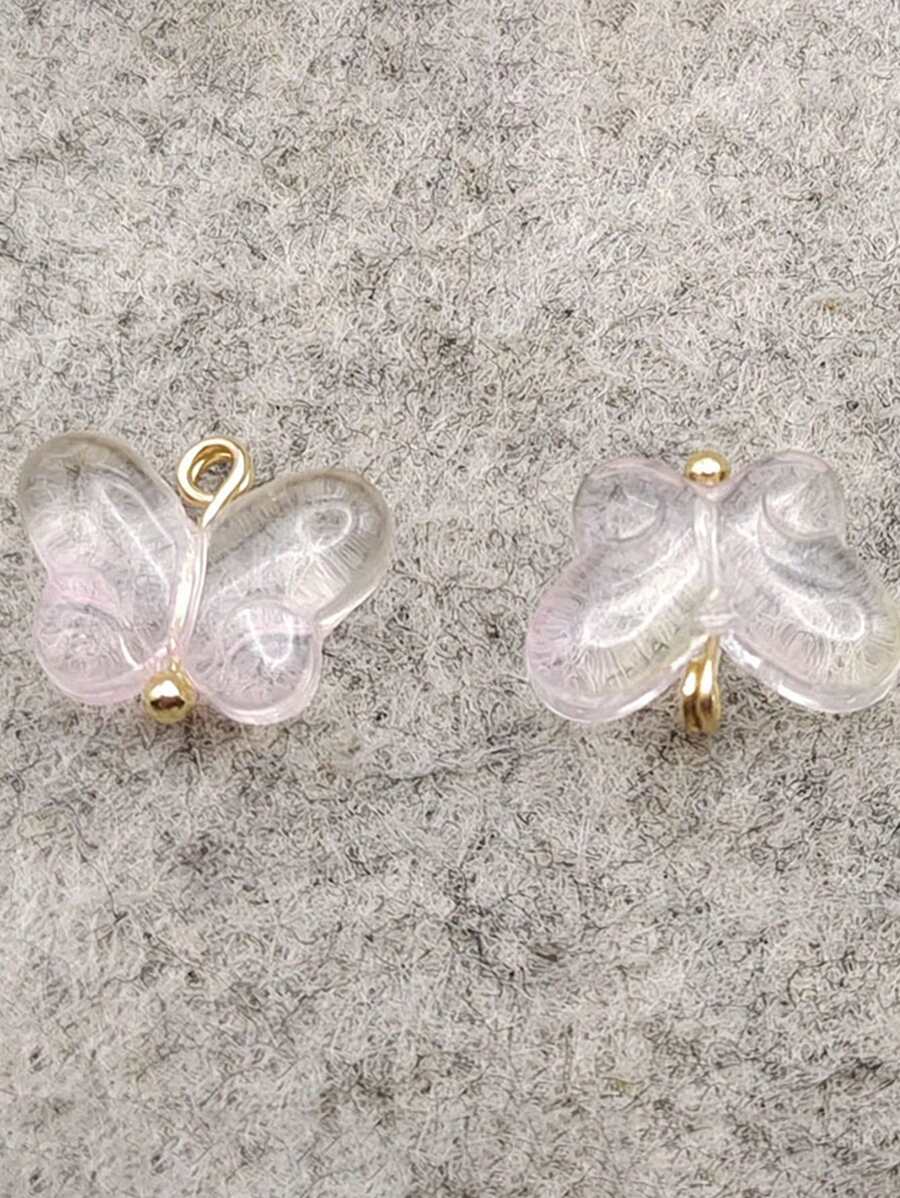 10pcs Random Color Butterfly & Insect Shaped Glass Buttons Shirt Blouse