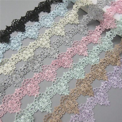 Flower Lace Edge Trim Ribbon 5 Cm Width Vintage Style Edging Trimmings Fabric Embroidered Applique Sewing Craft Wedding Bridal Dress Embellishment DIY Decor Clothes Embroidery