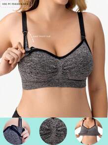 1 Stück nahtloser Front-Verschluss-Still-BH mit abnehmbaren Elementen, für Umstandsmode und Wöchnerinnen, rutschfest