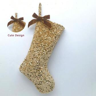 Medias grandes y lindas de estilo europeo en rojo y dorado, de alta calidad y brillo, de gran capacidad, decoraciones navideñas de alta gama, diseño exclusivo con temática navideña y de Papá Noel, decoraciones modernas para el hogar y fiestas, ideales para celebraciones festivas, calcetines de punto para colgantes, bolsas de regalo y decoraciones de escena