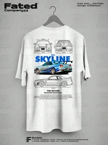 Brian Skyline Sports Car T-Shirt Fated Car Collection 100% Cotton - trắng - Xem 1