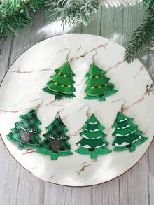 3 cặp bông tai da Giáng sinh, bông tai thiết kế cây thông Noel sáng tạo, mặt dây chuyền Giáng sinh, đồ trang trí Giáng sinh, đồ dùng tiệc Giáng sinh, đồ trang trí Giáng sinh, đồ trang trí Giáng sinh, đồ trang trí cây thông Noel, Halloween, đồ trang trí Halloween - cây thông giáng sinh - Xem 3